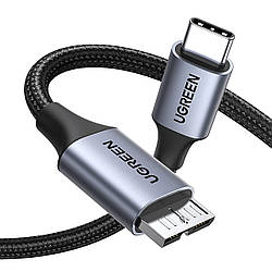 Дата кабель UGREEN Micro B to USB C Hard Drive Cables 10 Gbps 1 м Black (US565)