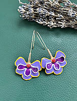 Жіночі дитячі сережки з емаллю Фіолетові квіти