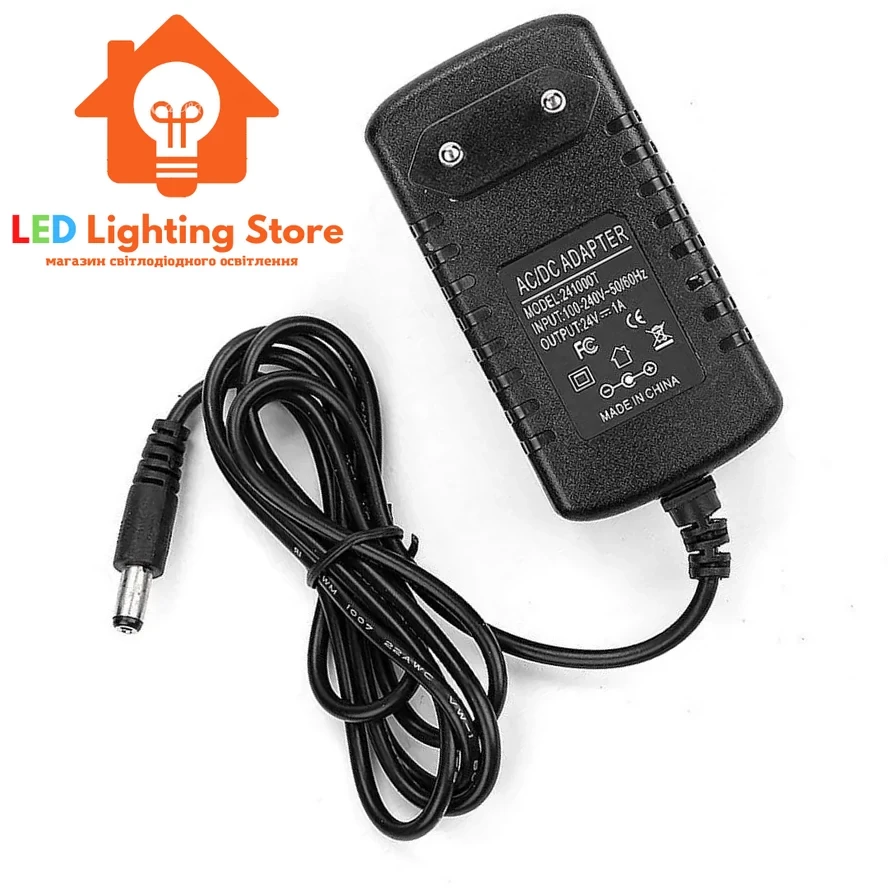 Блок живлення 24V, 24W, 1А, IP20, пластиковий корпус, не герметичний, для внутрішнього застосування.
