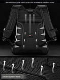 Чоловічий рюкзак чорний місткий з USB та ортопедичною спинкою міський, повсякденний, для ноутбука 17″, фото 5