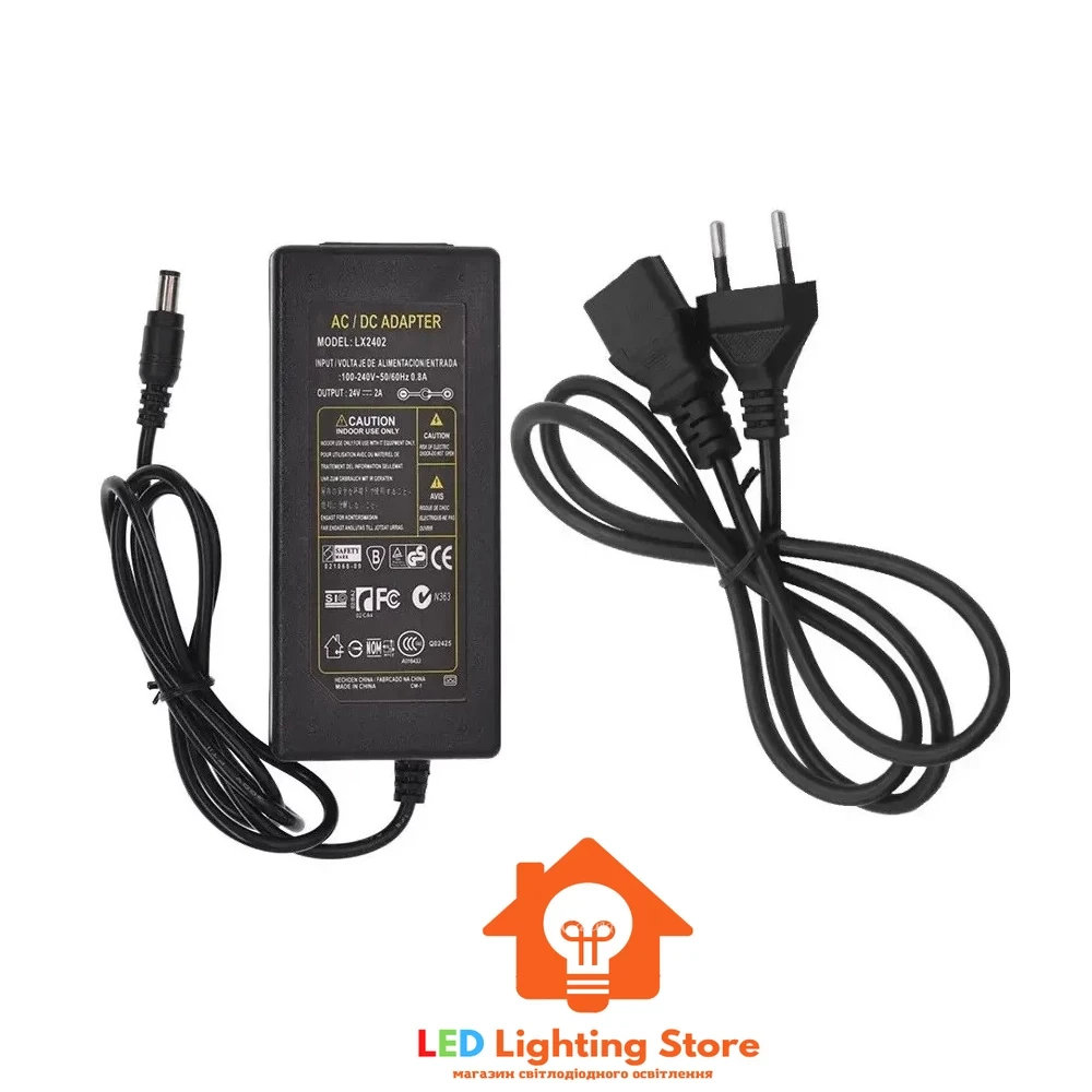 Блок живлення 24V 48W 2А IP20 пластиковий корпус не герметичний для внутрішнього застосування., фото 1