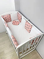 Набор бортиков в детскую кроватку 12 подушек и простынь на резинке / защита на 4 стороны в детскую кроватку
