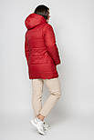 Стильна червона куртка жіноча з капюшоном, фото 2