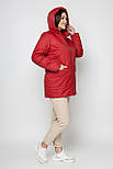 Стильна червона куртка жіноча з капюшоном, фото 3