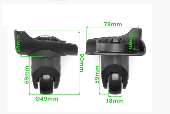 Колеса для валізи, поодинокі, праві та ліві, внутрішні накладки в комплекті/1346, фото 1