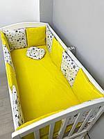 Набор бортиков в детскую кроватку 12 подушек и простынь на резинке / защита на 4 стороны в детскую кроватку
