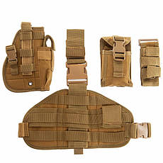 Тактична кобура на стегно з платформою MOLLE (Олива, Койот, Мультикам) — універсальна кобура з підсумками, фото 3