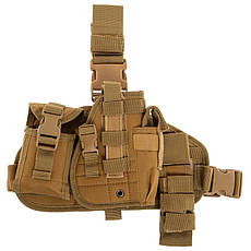 Тактична кобура на стегно з платформою MOLLE (Олива, Койот, Мультикам) — універсальна кобура з підсумками, фото 2