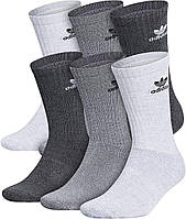 Medium Grey/Onix Grey/Black Носки adidas Originals унисекс для взрослых с трилистником (6 пар)