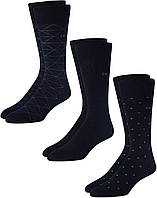 7-12 Navy Calvin Klein Mens 3 Pack Multi Stripe Solid Assorted Dress Crew Socks