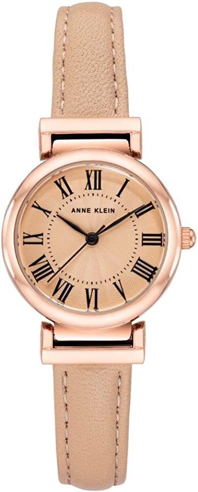 Pink&Rose Gold-Tone Жіночий годинник зі шкіряним ремінцем Anne Klein