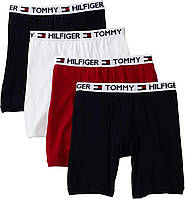 X-Large 2 Navy, 1 White, 1 Red Tommy Hilfiger Men's Underwear Cotton Classics 4-Pack Boxer Briefs Exclu