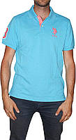 XX-Large Blue Fin Heather U.S. Polo Assn. Чоловіча сорочка поло з короткими рукавами та аплікацією