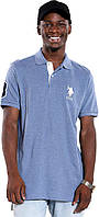 X-Large Cadet Blue Heather U.S. Polo Assn. Чоловіча сорочка поло з короткими рукавами та аплікацією