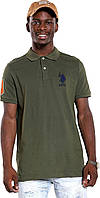 Medium Cypress Olive Ассоциация поло США. Мужская рубашка-поло с короткими рукавами и аппликацией