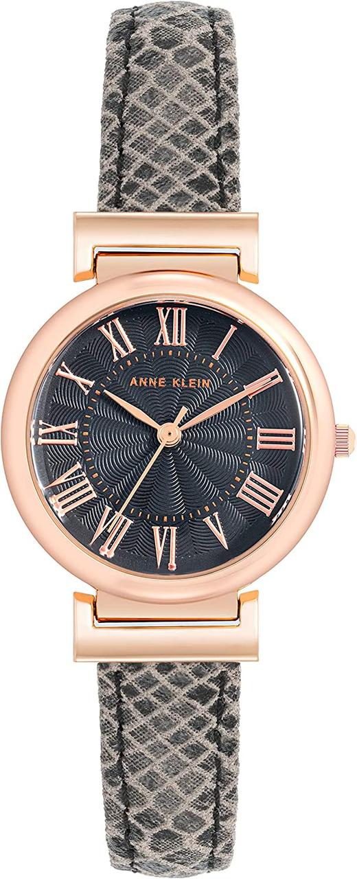 Grey/Rose Gold Жіночий годинник зі шкіряним ремінцем Anne Klein