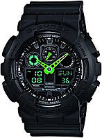 Black/Green Мужские ударопрочные часы Casio GA-100 XL Series G-Shock Quartz 200M WR
