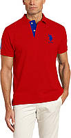 XX-Large Engine Red/International Blue Ассоциация поло США. Мужская рубашка-поло с короткими рукавами и а