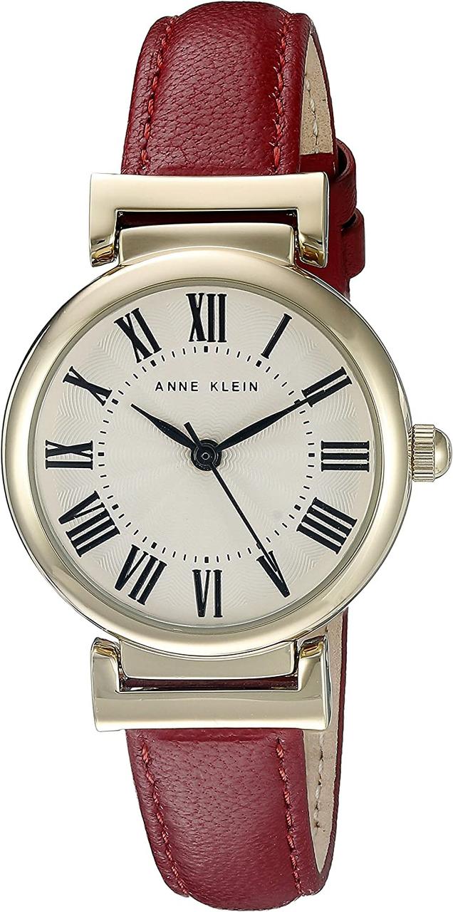 Red/Gold Жіночий годинник зі шкіряним ремінцем Anne Klein