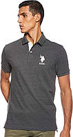 Medium Heather Dark Gray U.S. Polo Assn. Чоловіча сорочка поло з короткими рукавами та аплікацією