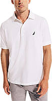 Small Bright White Мужская рубашка-поло Nautica с короткими рукавами из эластичного хлопкового пике