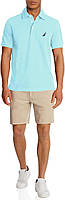 Large Bright Aqua Мужская рубашка-поло Nautica с короткими рукавами из эластичного хлопкового пике
