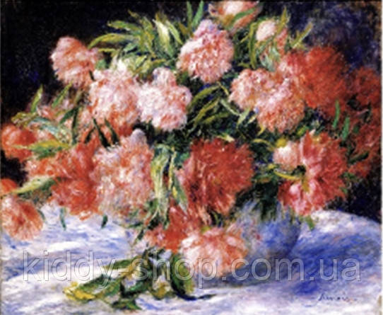 Алмазна вишивка. Картина на підрамнику "Піони. Худ. Pierre -Auguste Renoir" , розмір 40х50