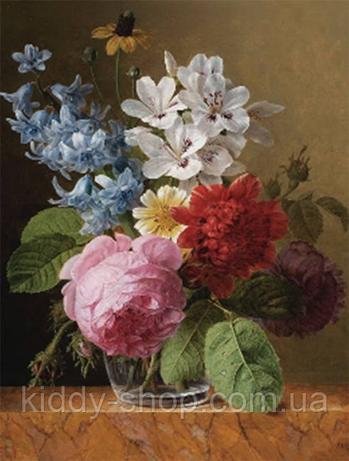 Алмазна вишивка. Картина на підрамнику "Квітковий букет Худ. Jan Frans van Dael" , розмір 40х50см