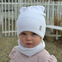 Шапка з вушками для дітей дівчаток, дитяча шапочка без зав'язок, фото 2