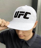 Кепка UFC белая крутая качественная с большим логотипом стильная молодежная спортивная тканевая базовая КМ