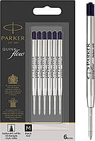 Black 6 Count (Pack of 1) Ink Refills Запасні насадки для кулькових ручок PARKER QUINKflow, середній нако