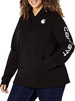 X-Small Black Женская толстовка свободного кроя Carhartt с графикой и логотипом средней плотности на рука