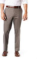 Мужские брюки Dockers прямого кроя Signature Lux из хлопка стрейч цвета хаки со складками