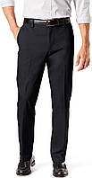 33W x 32L Black Мужские брюки Dockers прямого кроя Signature Lux из хлопка стрейч цвета хаки со складками
