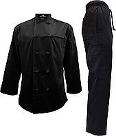 Medium Black Coat/Black Pants Natural Uniforms Мужская униформа шеф-повара - набор шеф-повара и брюк-карг