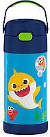 12 Ounce FUNTAINER 12 Ounce Bottle Baby Shark THERMOS FUNTAINER Детская соломенная бутылка из нержавеющей