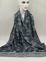 Палантин черный кашемировый женский 190*70 Karl Lagerfeld Шарф Платок Карл Лагерфельд Люкс качество