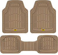 3-Piece 02-Beige Резиновые всесезонные коврики Cat® ToughRide Heavy-Duty из 3-х частей для легковых автом