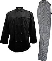4X-Large Black Coat/Houndstooth Cargo Pants Natural Uniforms Мужская униформа шеф-повара - набор шеф-пова