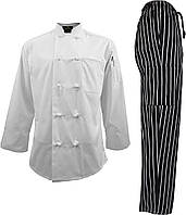5X-Large White Coat/Chalkstripe Cargo Pants Natural Uniforms Мужская униформа шеф-повара - набор шеф-пова