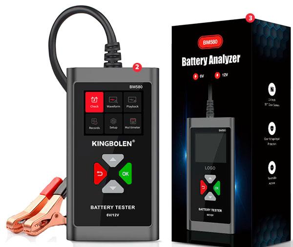 KINGBOLEN BM580, тестер акумуляторів 6V / 12V , режими: LoadTest, ChargingTest, StartTest