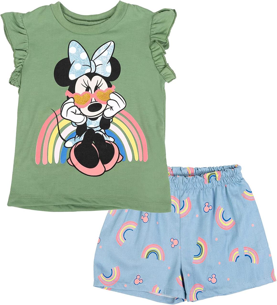 3T Green/Blue Набір футболок і шортів для дівчаток Disney Minnie Mouse від немовлят до малюків