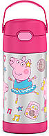 12 Ounce FUNTAINER 12 Ounce Bottle Peppa Pig THERMOS FUNTAINER Детская соломенная бутылка из нержавеющей