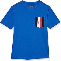 16 Flag Pocket Blue Iolite 22 Футболка с коротким рукавом Tommy Flag для мальчиков Tommy Hilfiger