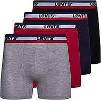 Grey/Red Small Чоловічі труси-боксери Levi's, бавовняна еластична нижня білизна для чоловіків, 4 шт.