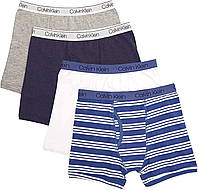 6-7 White Blue Stripe Calvin Klein Boys Underwear 4 Pack Boxer Briefs Value Pack