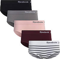 White Stripe/Pink/Black Small Женское нижнее белье Reebok — бесшовные трусы-хипстеры (5 шт.)