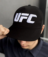 Кепка черная UFC легкая качественная с большим логотипом универсальная спортивная тканевая повседневная КМ