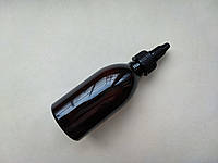 100 - 107 мл с кольцом ПЭТ Круглий коричневый с черным, белым носиком с крышкой, закруткой пластик для клея