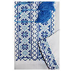 Українська вишиванка для хлопчика Остап, біла, синя вишивка, з коміром, на 10,11,12,13,14,15 років, фото 2